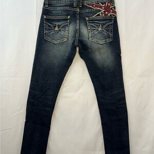 old Parasuco Women's Dark Blue Skinny Jeans with Red Star Detail